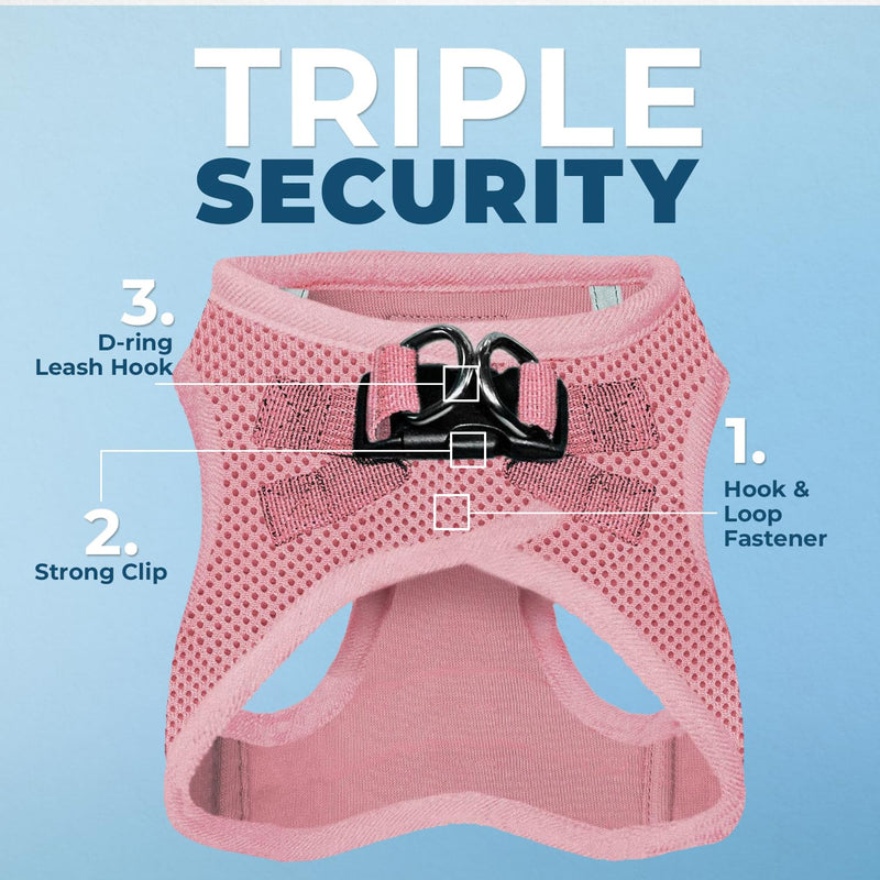 Voyager Step-in Air Cat Harness - All Weather Mesh Step in Vest Harness for Small and Medium Cats by Best Pet Supplies - Harness Leash Set (Pink), XXS Leash Bundle (Pink Matching Trim) XXS (Chest: 11.5 - 13" * Fit Cats) - PawsPlanet Australia