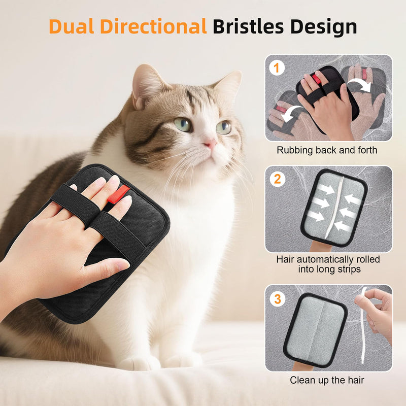 Pet Hair Removal Gloves, 4 Pack Reusable Washable Electrostatic Grooming Mitts for Cats & Dogs, Pet Fur & Lint Remover for Furniture, Carpet & Car Seat - PawsPlanet Australia