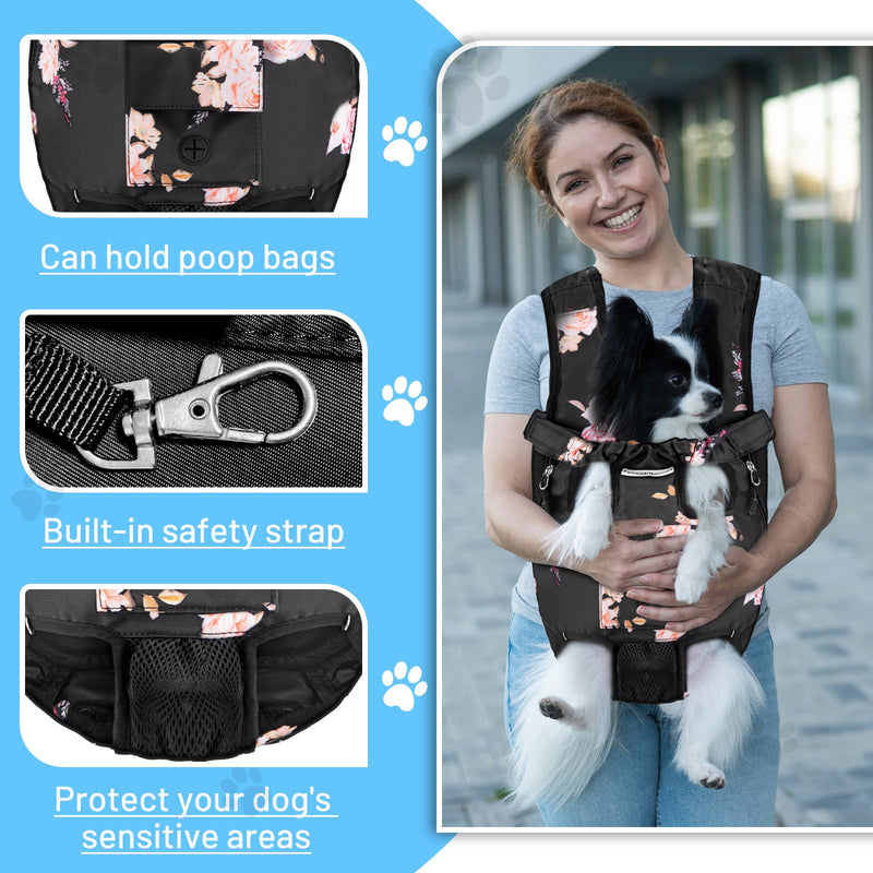 Petmolico Pet Dog Carrier Backpack, Adjustable Dog Legs-Out Front Backpack, Hands-Free Cat Pup Front Carrier Travel Bag, Easy-fit for Traveling Hiking for Small Medium Dogs, XL, Pink Rose - PawsPlanet Australia