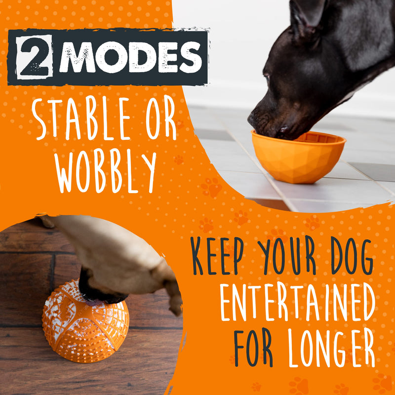 Mighty Paw Dog Slow Feeder Bowl - Interactive BPA-Free Silicone Lick Bowl for Dogs - Easy to Clean, Keeps Dogs Entertained, Provides Mental Enrichment Orange - PawsPlanet Australia