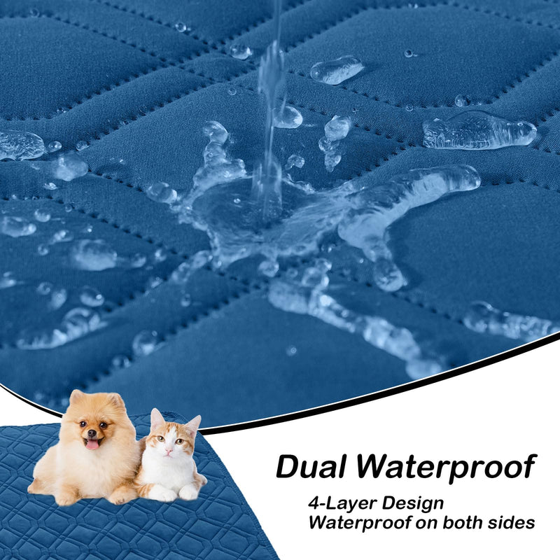 hyha Waterproof Dog Bed Blanket, Soft Pet Blankets, Waterproof Couch Cover for Dogs, Reversible Sofa Covers Washable for Furniture (52x82 Inch, Navy Blue/Blue) Navy Blue+blue 52x82 Inch - PawsPlanet Australia