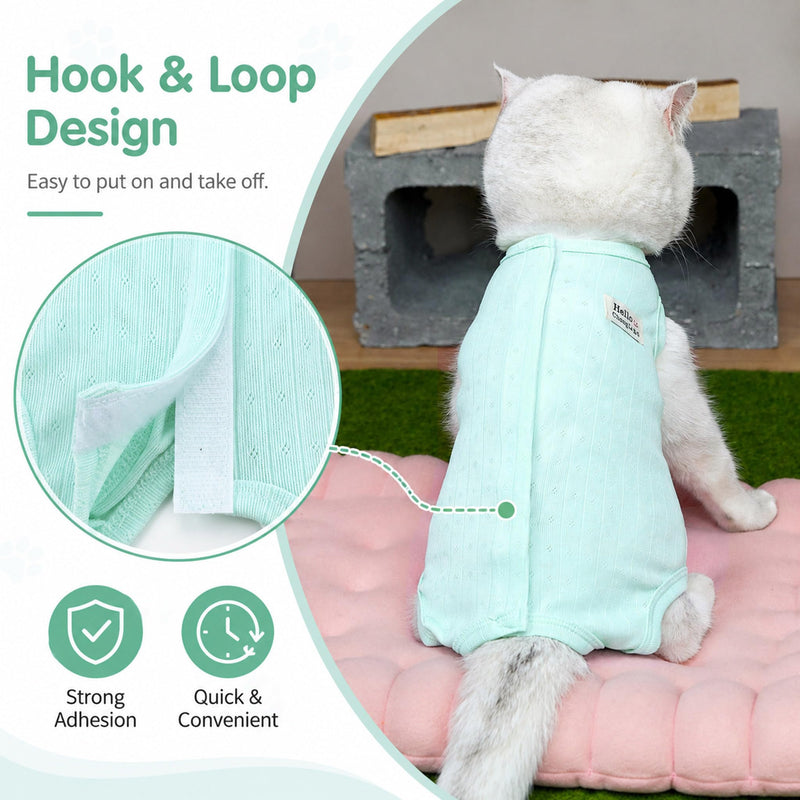 Zunea Cat Recovery Suit after Surgery, Soft, Breathable, Kitten/Puppy E-Collar Alternative for Abdominal Wounds or Skin Diseases, Postoperative Protective Suit for Small Dogs, Green, L