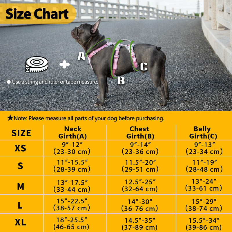 Huntboo Escape Proof Dog Harness, Escape Artist Harness, Fully Reflective Harness with Padded Handle, Breathable,Durable, Adjustable Vest for Medium Dogs Walking, Training, and Running Gear (Pink,M) Pink Medium(Pack of 1)