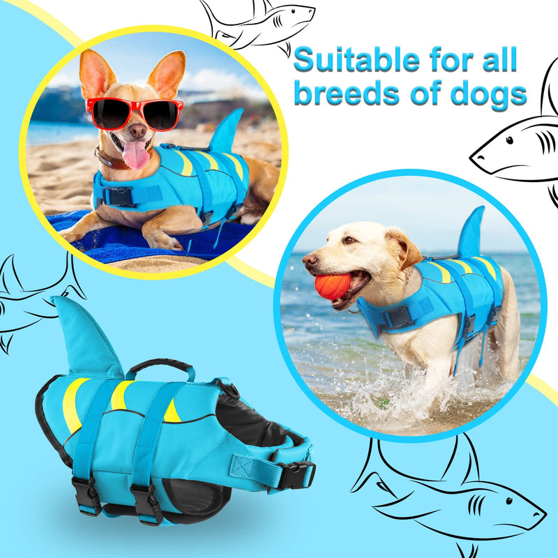 Fragralley Shark Dog Life Jacket, Adjustable Dog Life Vest with Shark Fin, Suit for Small Medium Large Dog Life Vest for Swimming and Boating X-Small Blue-Wave Shark - PawsPlanet Australia
