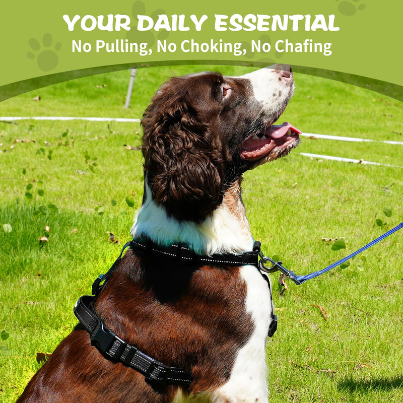 No-Pull Harness,Y-Shaped Design,Buckle-Neck Balance Harness with Reflective Stitching, Ideal for Dog Training and Night Walking, Padded Handle, Durable High-Tensile Nylon-Black-L Black L - PawsPlanet Australia