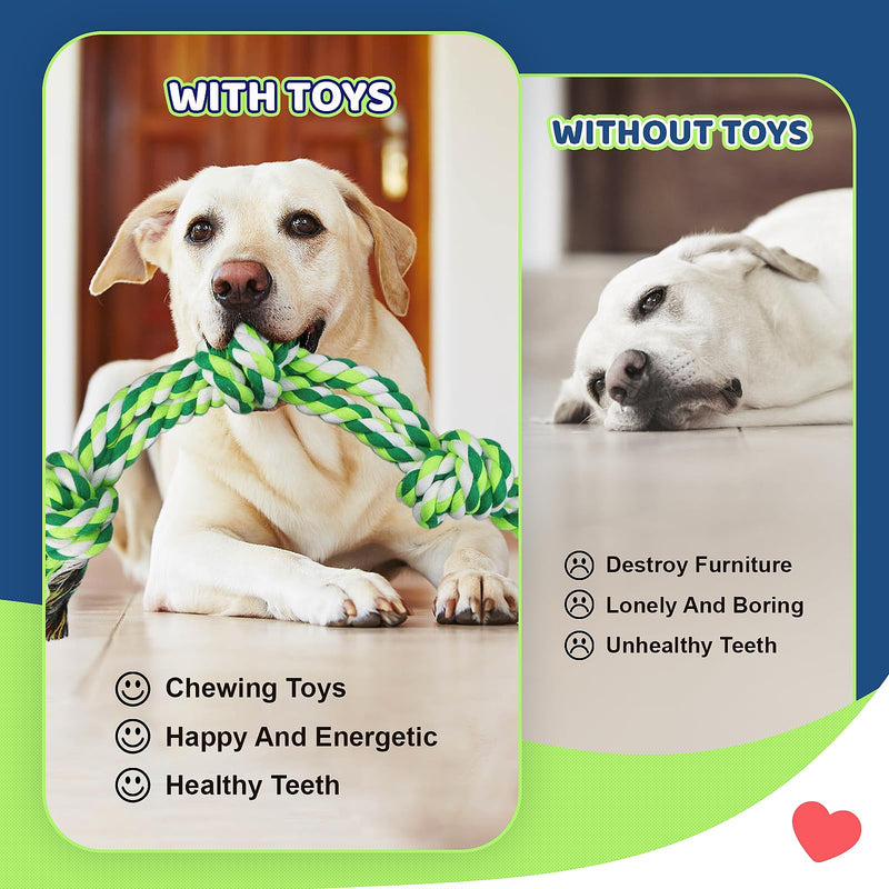 Large Dog Rope Toys for Aggressive Chewers, Dog Toys Set for Large and Medium Dogs, Tough Natural Cotton Puppy Chew Toy for Chewing, Tug Toy 9 Pack 9 Packs - PawsPlanet Australia