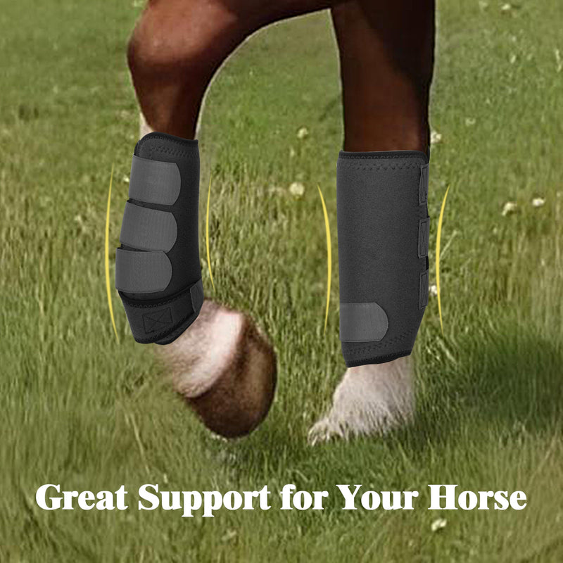 Medicine Horse Boots Splint Boots for Horses Protective Lower Limb Brushing Boots Front Hind Leg Protection Gear Set of 4 (Black, Medium) Black - PawsPlanet Australia