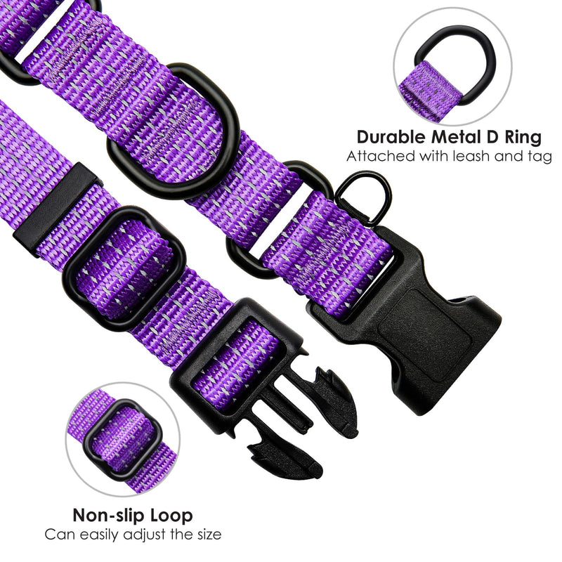 Martingale Collar for Training Dogs. Adjustable Reflective Dog Collars with Buckle- Prevents Slipping Out, for Medium Large XL Dogs. Helps with Strong pullers(S, Purple) S: 3/5"Width for 11"-13.5"Neck - PawsPlanet Australia