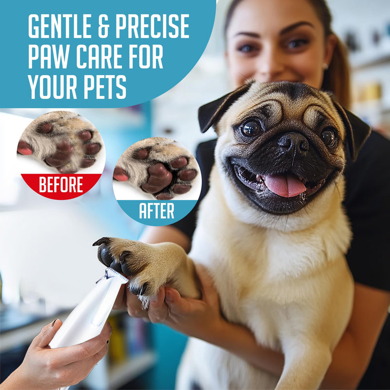 Dog Paw Grooming Trimmer Clippers - Cordless Electric Pet Easy Hair Trimming Shaver Kit with LED Light - Rechargeable Low Noise Shaving Clipper Tool for Puppy Dogs Cats Feet Paw Pads Toes Ears Face - PawsPlanet Australia