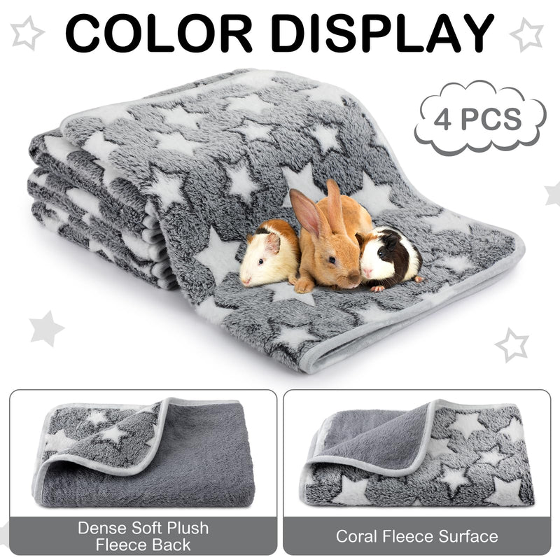 Tranqun 4 Pcs Waterproof Dog Blankets 30 x 21 Inch Washable Puppy Blankets for Small Dog Reusable Pet Pee Pad Soft Reversible Fleece Cat Blanket Sleep Floor Mat for Guinea Pig Cage Liners (Gray) Gray - PawsPlanet Australia