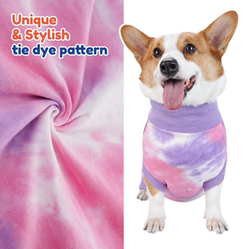 Breathable Dog Recovery Suit for Male/Female, Tie Dye Purple Dog Onesie for Abdominal Wounds, Cone E-Collar Alternative after Surgery to Anti-Licking, Professional Surgery Suit for dogs XX-Small