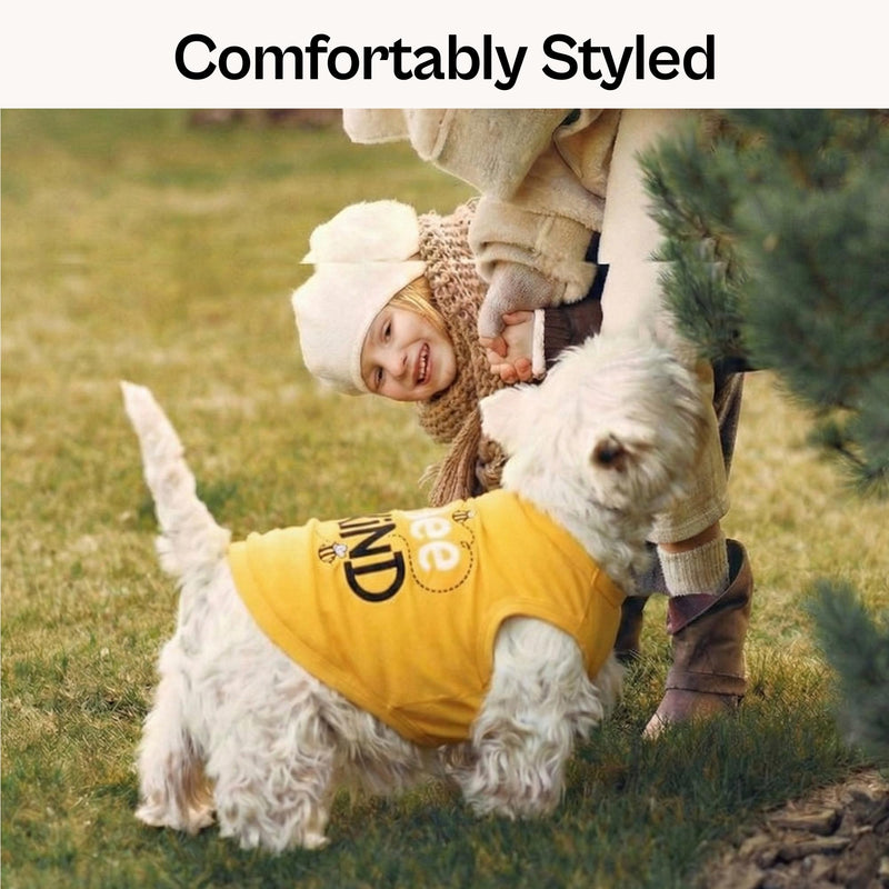 Parisian Pet Dog Shirt – 100% Cotton Shirts for Medium Dogs – Sleeveless Puppy Vest – Lightweight and Breathable Pet Apparel – Soft Pullover Summer Dog Clothes - Stretchy T Shirts for Dogs Bee Kind - PawsPlanet Australia