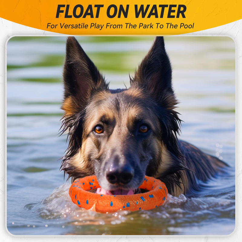 Dog Ring Toy, Tough Dog Toy, Dog Ring Chew Toy for Aggressive Chewers, Indestructible Dog Flying Discs for Throwing Catching, Water Floating Dog Training Ring for Medium Large Breeds, Orange Orange - φ9 inches - PawsPlanet Australia