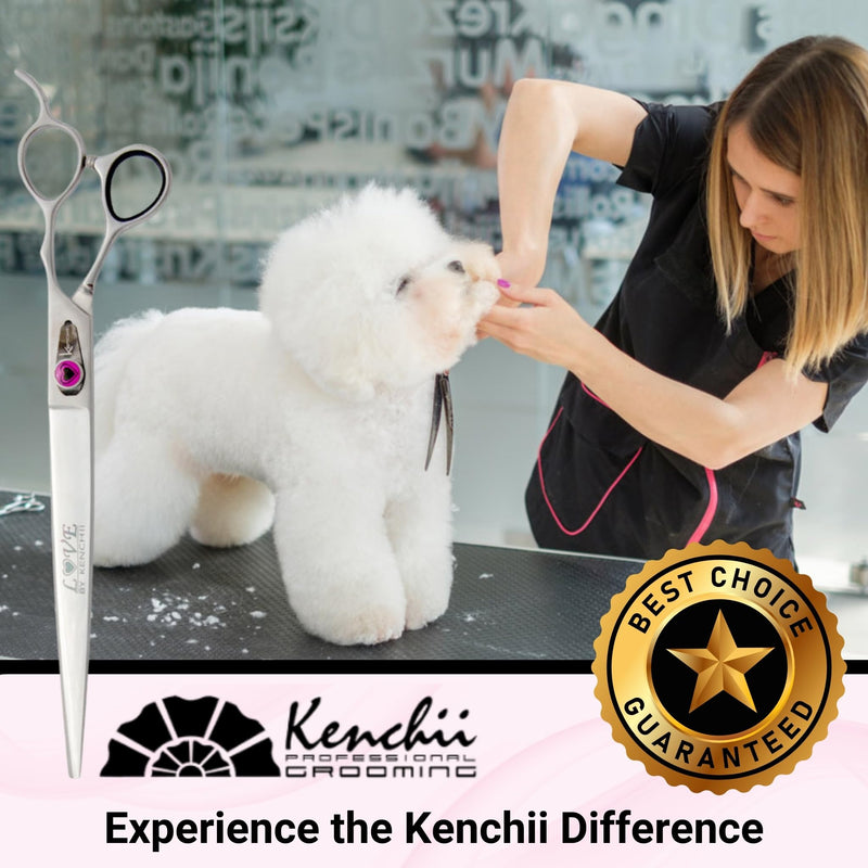 Kenchii Love Dog Grooming Scissors, 9 Inch Straight Shears, Dog Scissors for Grooming, Professional Pet Grooming Scissors, Heavy Duty, Durable and Sharp 9.0" Straight - PawsPlanet Australia