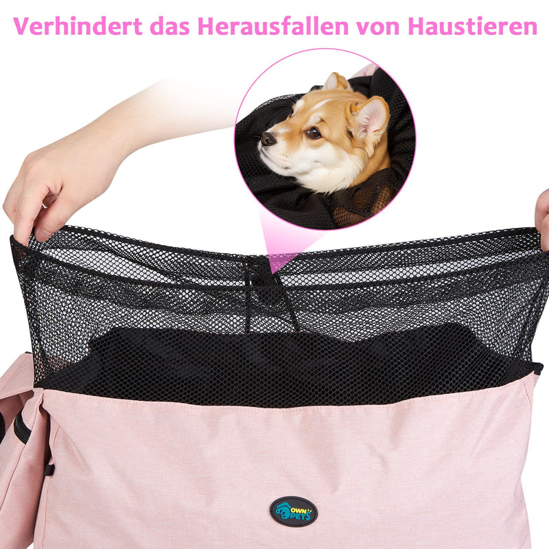 Ownpets Pet Sling Carrier, Fits 6.5 to 9kg Medium Dog/Cat Sling Carrier Reversible and Hands-Free Dog Bag with Adjustable Strap and Pocket Shoulder Pad for Outdoor Travel Hiking, Pink