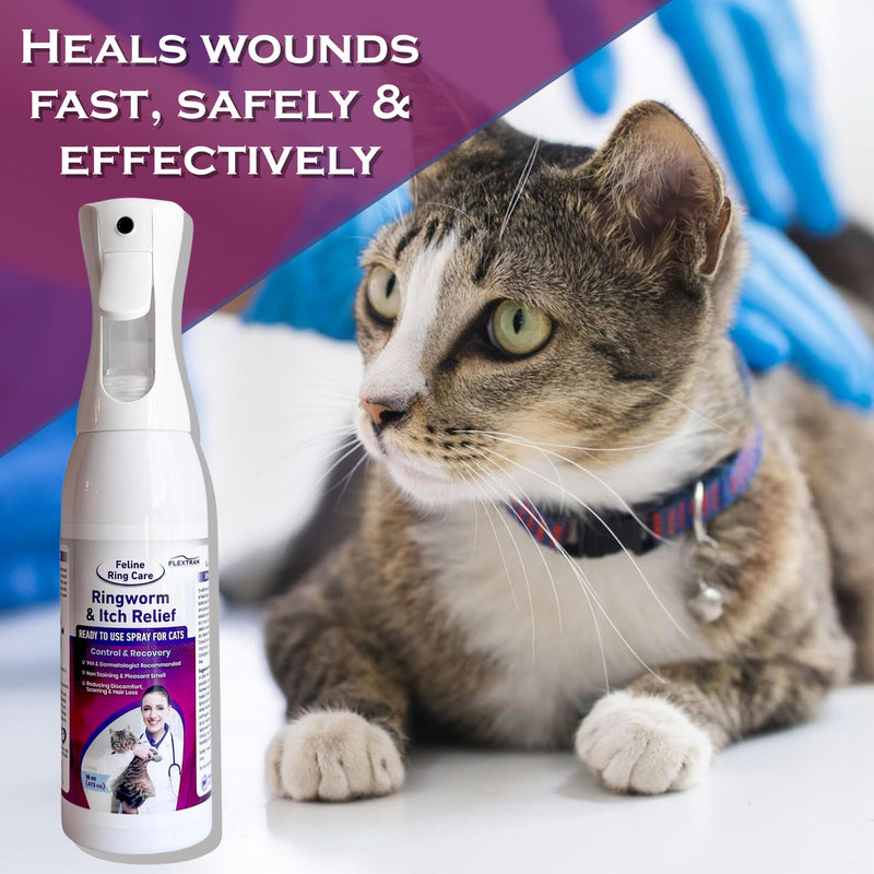 FlexTran Feline Ring Care | Control & Help with Cat Ringworm, Mange, Dermatitis, Dog Paw Yeast. Also works on Dogs, Hamsters, Guinea Pigs, Rabbits, etc. Makes 32 oz of spray for Cats and Itch Relief