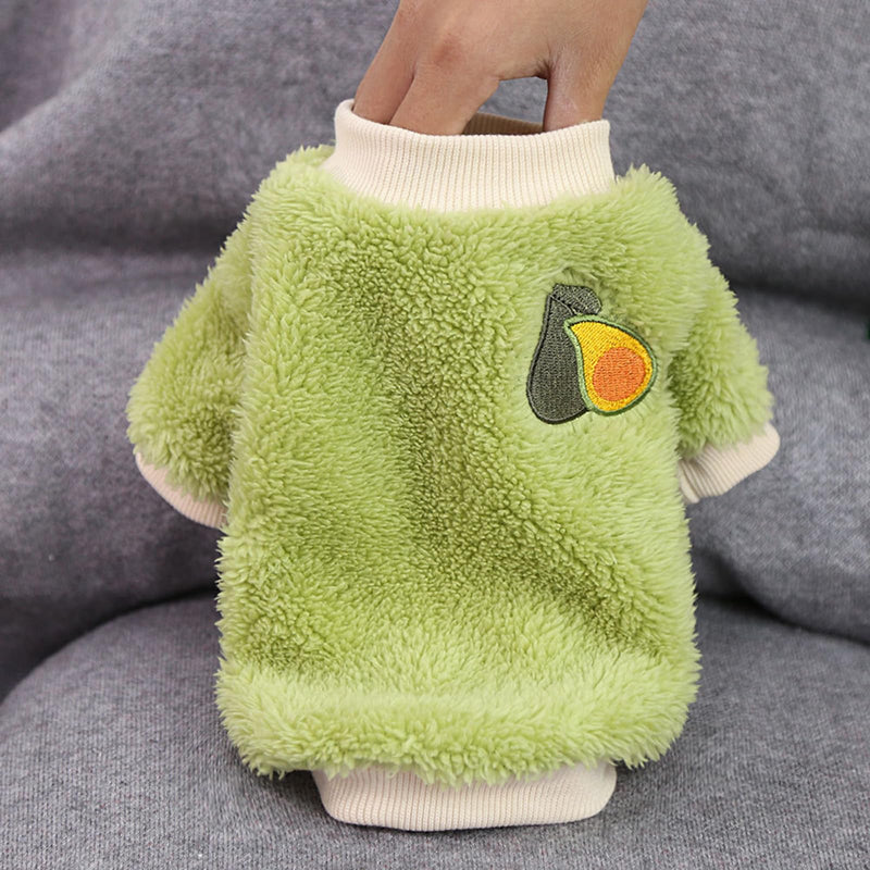 2 Pieces Dog Sweaters Dogs Pajamas Fleece Winter Warm Puppy Pet Coat Soft Sweaters Puppy Clothes for Small Dogs Cats Girls Boys XXS (Avocados, Grapes, XS) Avocados, Grapes - PawsPlanet Australia