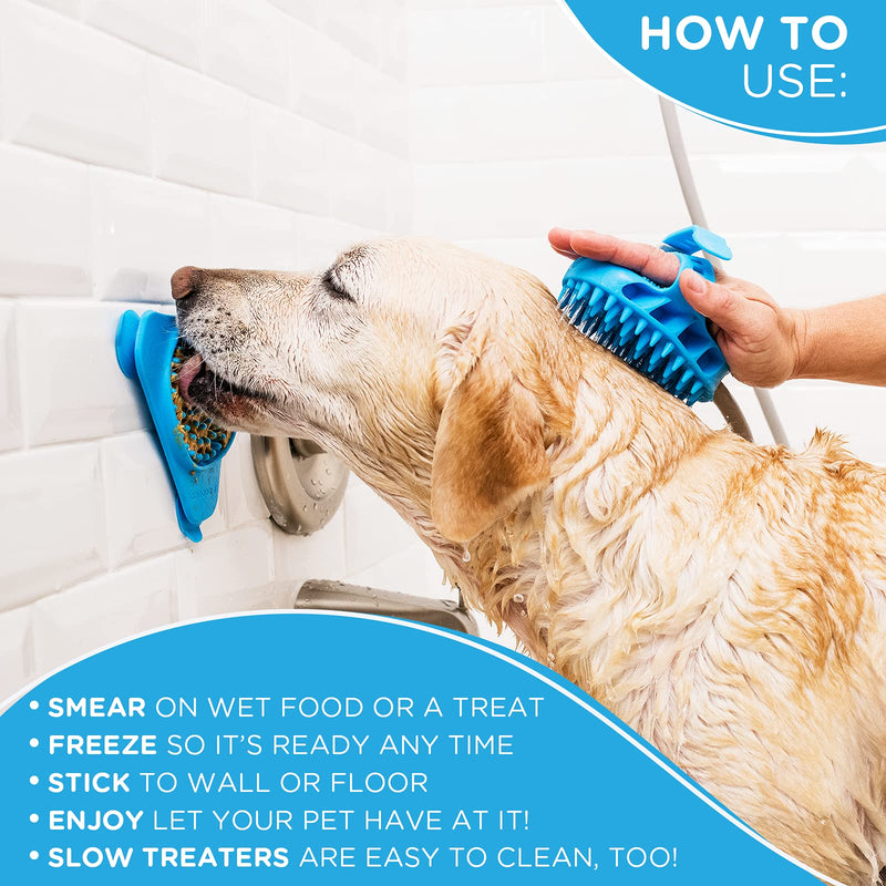 Aquapaw Premium Licking Mat for Dogs & Cats | Non-Slip Slow Feeding Mat for Food, Treats & Peanut Butter | Dog Anxiety Relief & Boredom Reducer with Suction Cups | Perfect for Bathing, Grooming - Blue Blue - 1 Pack - PawsPlanet Australia
