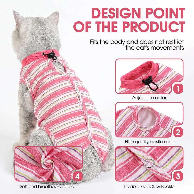 CITÉTOILE Cat Bodysuit After Surgery, Post-Operative Cat Clothes for Abdominal Wounds, Recovery Suit Clothing After Surgery, E-Collar Alternative for Cats Dogs, Pink, XS