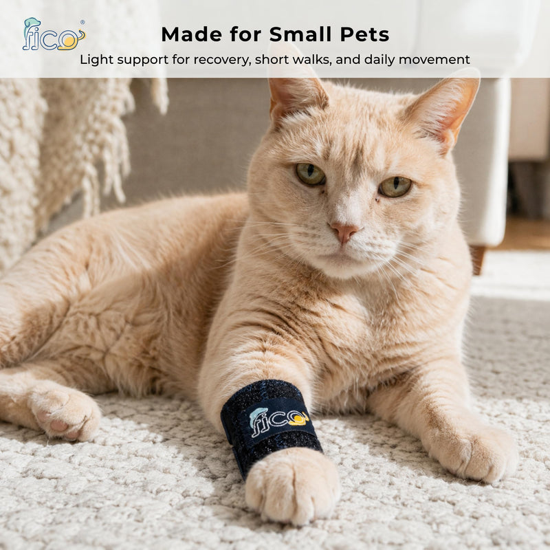 Front Leg Brace for Cats & Toy Dogs – Lightweight Carpal Support for Injury Recovery, Joint Pain & Post-Surgery Healing – Soft, Adjustable Wrap – Vet Approved, Skin Friendly