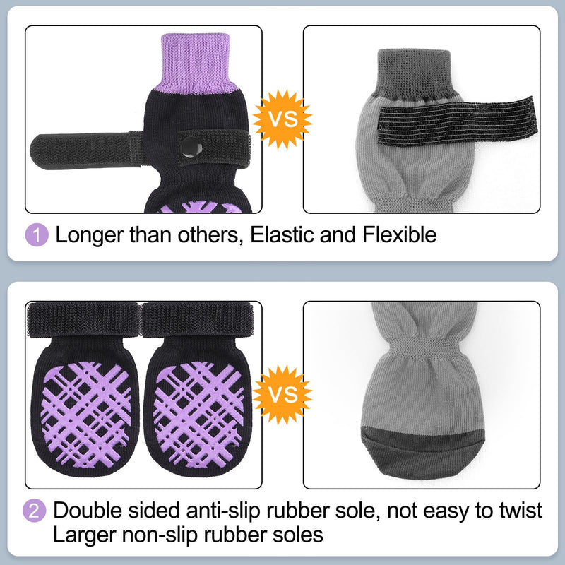 BEAUTYZOO Dog Socks to Prevent Licking for Hardwood Floors -Dog Boots Shoes for Small Medium Large Dogs -Double Side Grips Traction Control Anti Slip Socks for Puppy Doggie Senior Dog, Paw Protector L Black & Purple - PawsPlanet Australia
