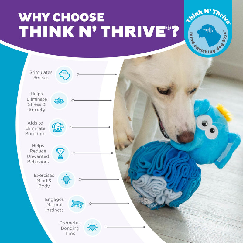 Outward Hound Nina Ottosson Stuff N' Snuffle Plush Snuffle Ball Dog Puzzle, Elephant, Blue - PawsPlanet Australia
