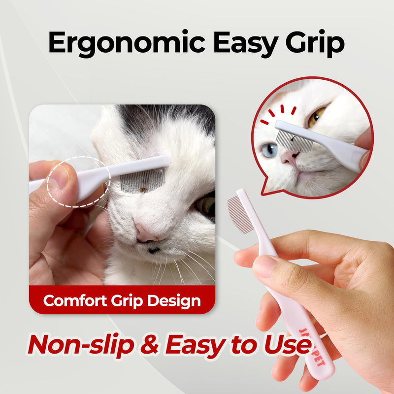 JAYU PET Facial Grooming Comb - Dog Eye Combs, Stress-free Tear Stain Remover for Dogs & Cats, Pet Facial Brush, Cat Grooming Kit, Stainless Steel Deshedding Comb (2ea) 2ea - PawsPlanet Australia
