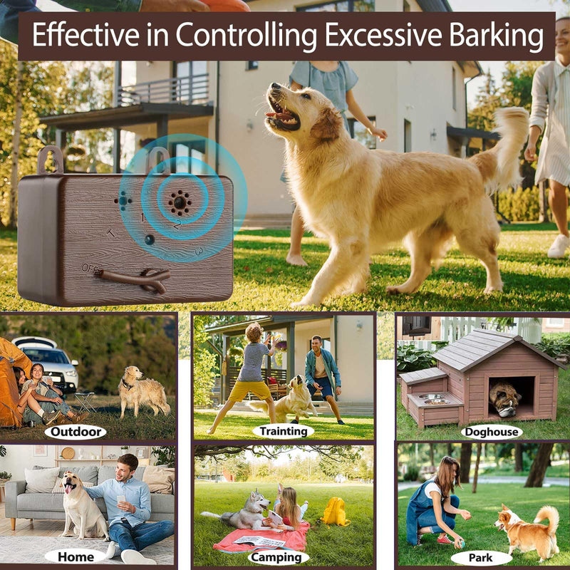 GlossyEnd Anti Barking Device, 50 FT Ultrasonic Dog Barking Control Device, 4 Modes Bark Box,Neighbor Dog Silencer, Dog Barking Silencer for Indoor and Outdoor Use (Brown Brown