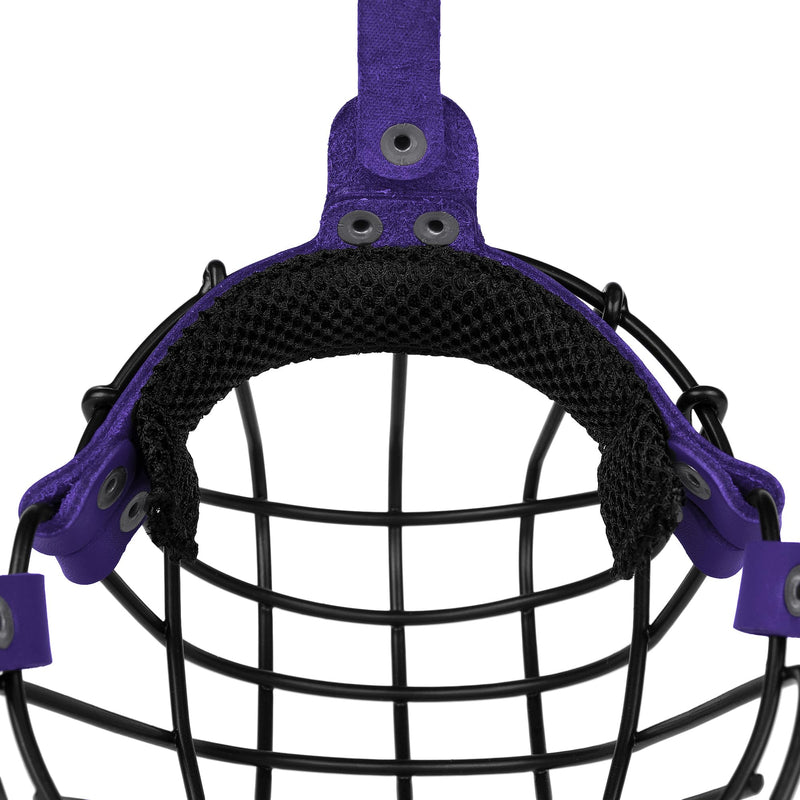 Pitbull Dog Muzzle Breathable Metal Basket for Large Dogs Amstaff Staffordshire Terrier Secure Wire Mask Adjustable Durable Leather Straps Biting Chewing Barking (Purple) Purple - PawsPlanet Australia