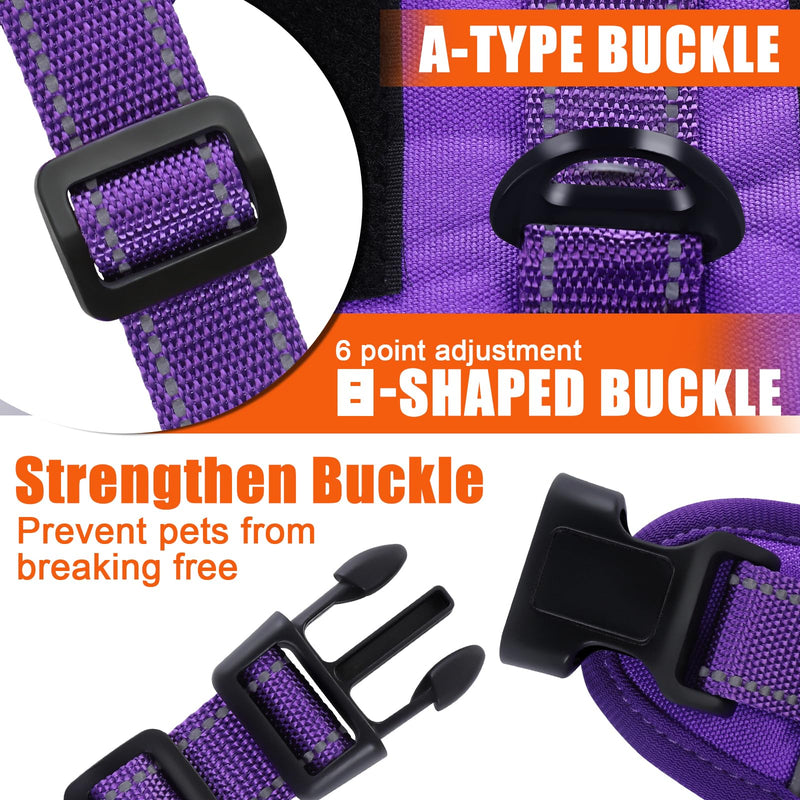 Escape Proof Dog Harness for Large Medium Sized Dogs Six Point Adjustable, Service Dog Vest Harness and Leash Set, No Pull Dogs Harnesses with Handle, XL Dog Harnesses for Walking(Purple, XL) X-Large Purple - PawsPlanet Australia