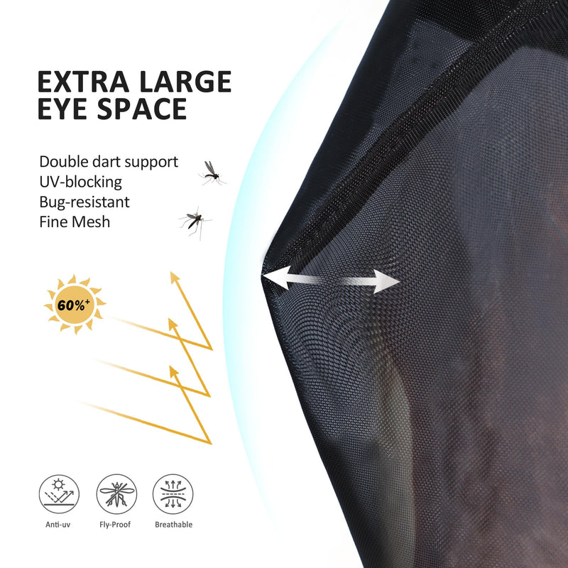 Harrison Howard Pro Fly Mask with Extended Neck Cover Large Eye Space Full Face UV-Proof Mane Styling for Horse Black L - PawsPlanet Australia