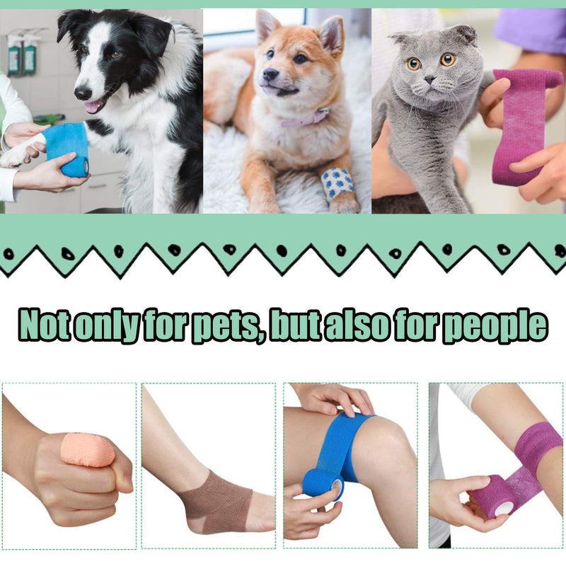 24Pack Self Adhesive Tape Vet Wrap Flex Bandages Leg Wrap Adherent Non-Woven for Dog Cat Horse Pet Animals Ankle Sprains & Swelling 2 Inch 5 Yards (Assorted Patterns) - PawsPlanet Australia