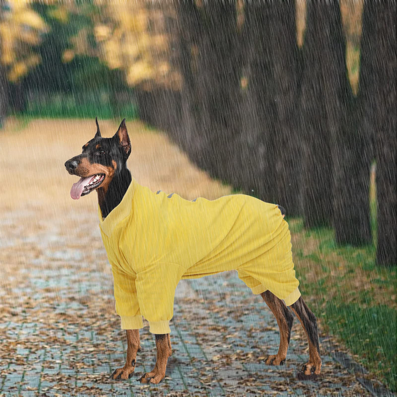 Geyecete 1/2 Leg Trouser Suit Dog Raincoat Dog Zip Up Dog Coat with Legs Comfort,Pet Waterproof Jacket for Large Medium and Small Dogs Puppy Four Legs Yellow