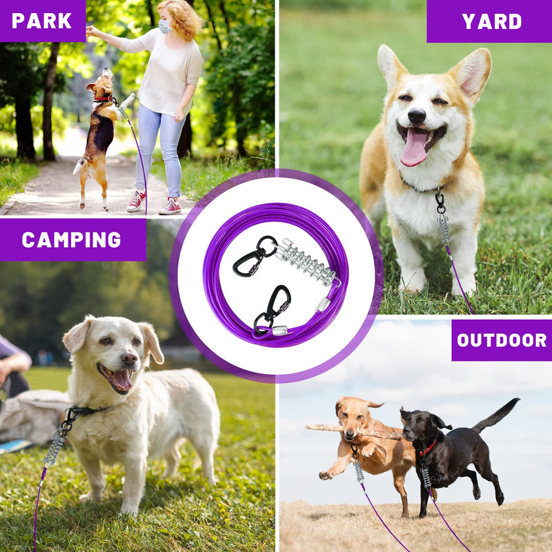 Dog Tie Out Cable 10/15/20/25/30 FT Dog Runner for Yard Steel Wire Dog Cable with Durable Superior Clips purple Dog Chains Heavy Duty for Outside Hold Large Dogs Up to 165 lbs 10FT - PawsPlanet Australia