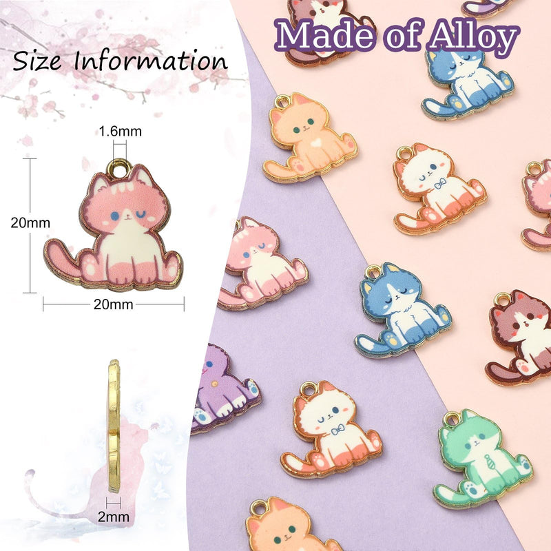 KitBeads 16pcs 8 Styles Kitten Charms Cartoon Animal Pet Charms Flower Printed Mini Cat Charms for Jewelry Making Bracelets Bulk Mini Kittened-16pcs-8 Styles - PawsPlanet Australia