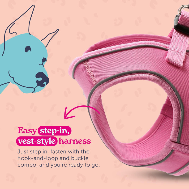 Doodlebone – Snappy Harness Dog Harness – Easy Step In Vest Style Harness, No Over Head Fit, Reflective & Machine Washable for Puppies and Small Dogs – Size 3, 46-52cm - Coal - PawsPlanet Australia
