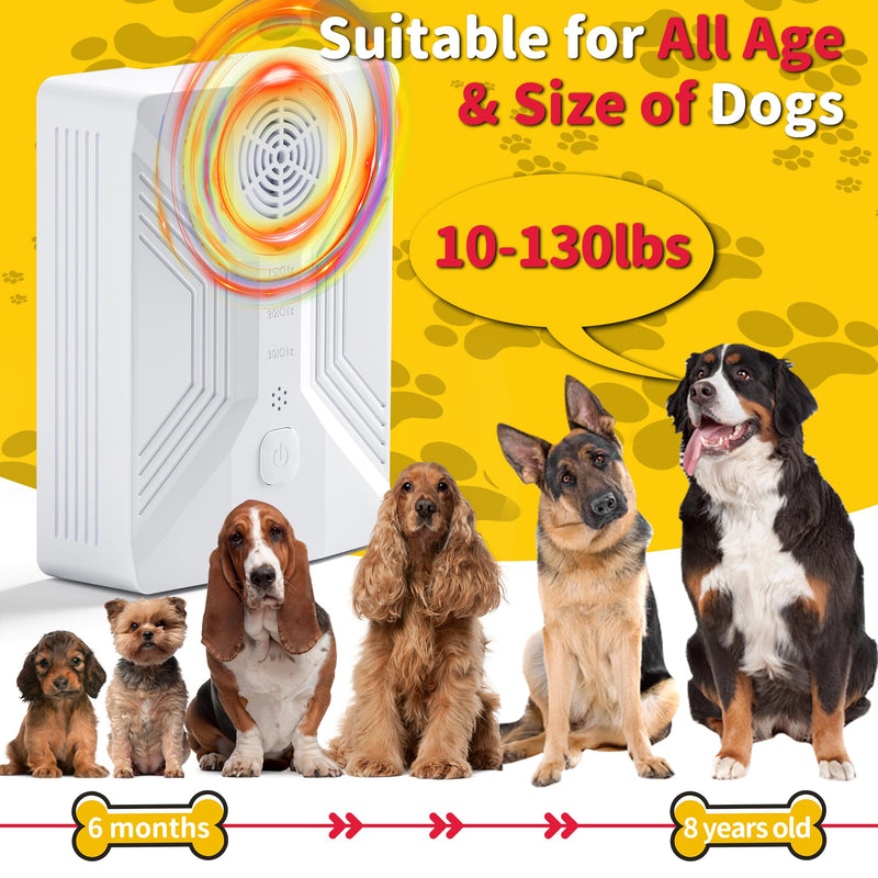 Anti Barking Device for Dogs, Rechargeable Ultrasonic Dog Barking Deterrent Devices with 3 Modes, 50Ft Waterproof Barking Dog Deterrent Bark Box for Outdoor & Indoor, Safe Barking Silencer for Dogs White