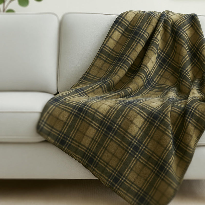 Preston II – The Polar Fleece Throw, Super-Soft Recycled Polar Fleece Dog Blanket Couch Coat Sofa and Car Protecter for Small, Medium, Large Dogs - 40”x 50”, Olive Chesterfield Plaid, One Size - PawsPlanet Australia