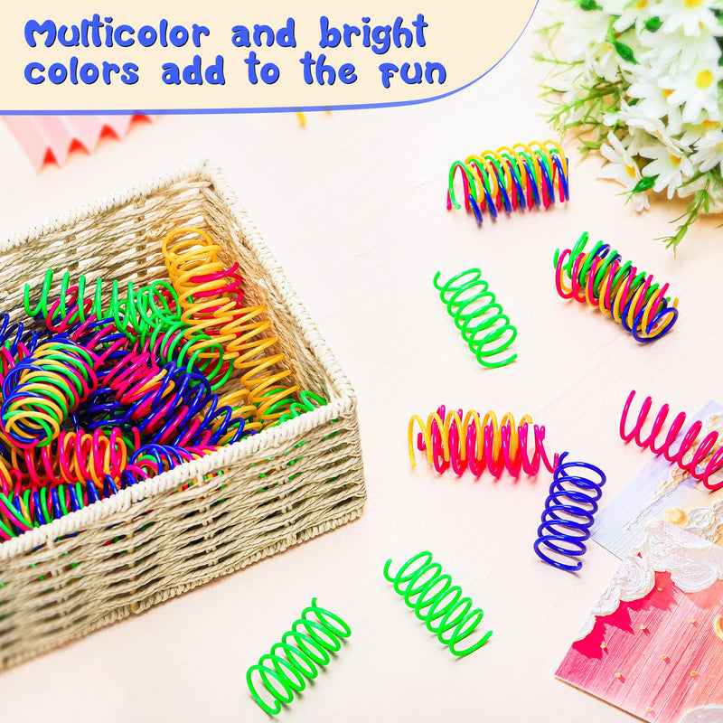 300 Pcs Cat Spring Toy, Cat Spiral Toys Interactive for Indoor Colorful Cats Plastic Springs Coil for Kitten Hunting, Swatting, Biting - PawsPlanet Australia