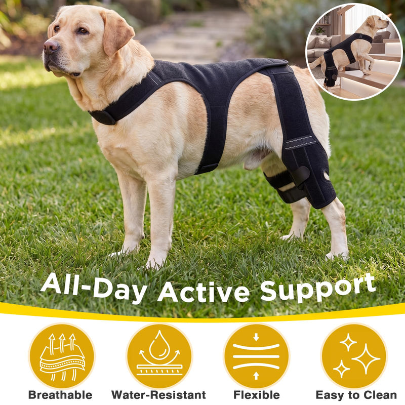 Aliceset Dog Hind Leg Knee Pads, Torn Acl Hind Leg Breathable and Adjustable Support Sleeves, Fit Snugly and Securely, Providing Secure Comfortable Support, Suitable for Everyday Wear(L) L