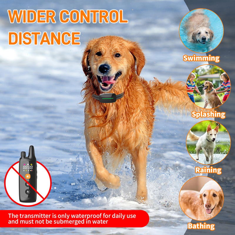 Dog Training Shock Collar 4000FT Dog Bark Collar with Remote IP67 Waterproof 4 Training Modes Beep Vibration Shock Light Mode Magnetic Charger Electric Dogs Collar 8-25 inches Single shock Earth Black