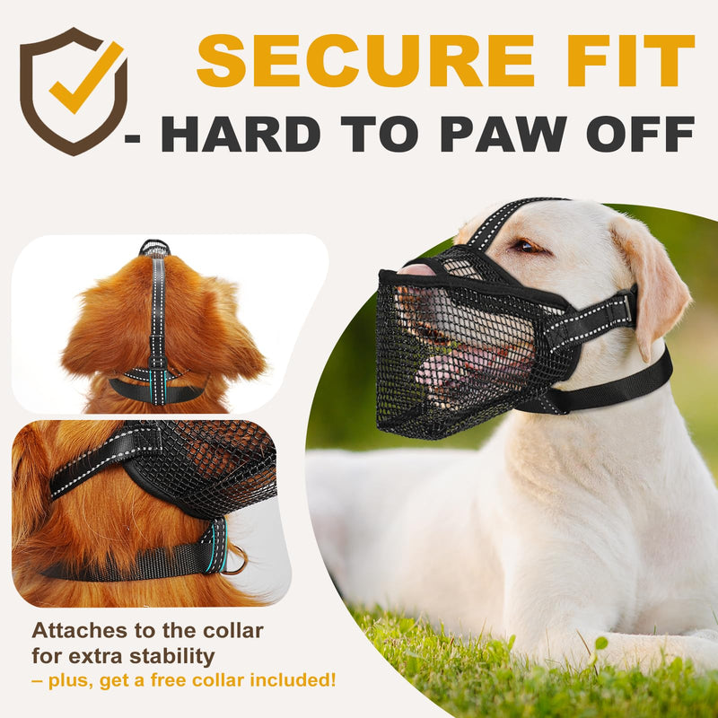 Mesh Dog Muzzle, Breathable Soft Dog Muzzle with 3 Reflective Straps for Secure Fit, Prevents Biting, Chewing Scavenging – Adjustable for Small Medium Large Dogs, XXL