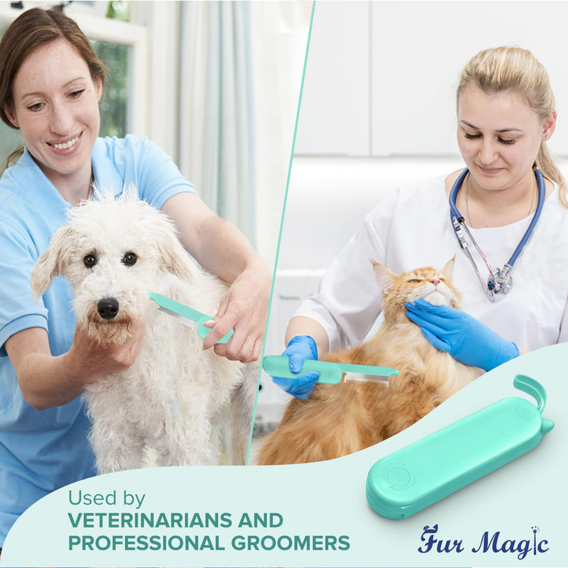 Fur Magic Deshedding and Dematting Comb, 2 Sided Foldable Pet Grooming Brush for Deshedding, Mats and Tangles, Reduce Shedding for Dogs and Cats with Medium and Short Hair, Green - PawsPlanet Australia