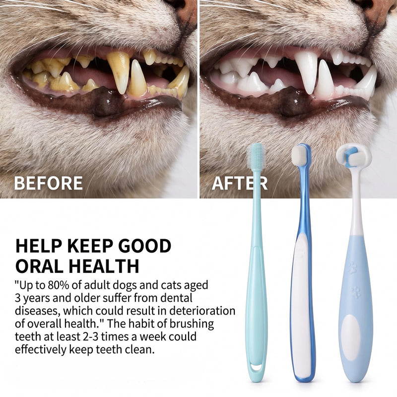 3 PCS Ultra Soft Nano Dog Toothbrush Kit for Small Breed Silicone 360 Pet Tooth Brushes Puppy Tooth Brushing Kit for Puppy Cat Gentle Deep Dental Teeth Cleaning Set