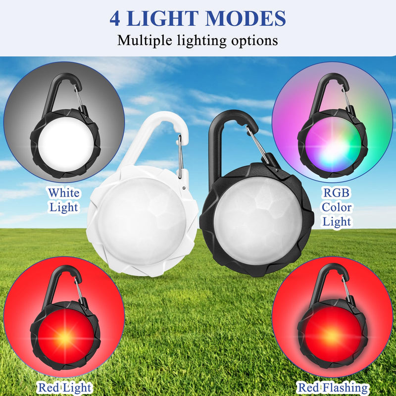 Dog Lights for Night Walking, 2 Pack 4 Modes Dog Collar Light, IP68 Waterproof Dog Light, 700 mAh High Capacity USB Rechargeable Dog Safety Light for Night Cycling, Climbing, Camping Black and White - PawsPlanet Australia
