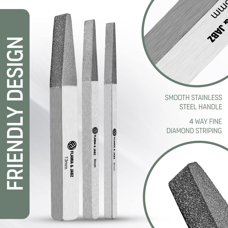 FLAMIA & JABZ Stripping Metal Stones & Nail file for Dogs, Cats & Pets (3 Piece Pack) 3 Piece Pack (6 MM + 8 MM + 13 MM) - PawsPlanet Australia