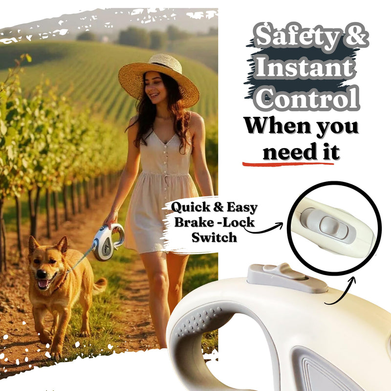 BoldPet® Retractable Dog Leash with Poop Bag Holder for Dogs up to 100 lbs - Heavy Duty 16 Ft Nylon Tape with 360°Tangle-Free Swivel Hook - Anti-Slip Ergonomic Handle for Comfortable Control - PawsPlanet Australia