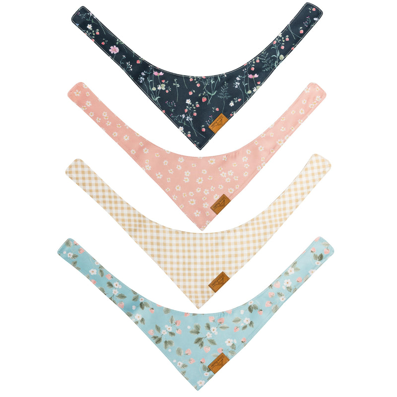 Remy+Roo Summer Dog Bandanas - 4 Pack Meadow Set | Premium Durable Adjustable Polyester Fabric | Patented Girl Dog Bandana Small - PawsPlanet Australia