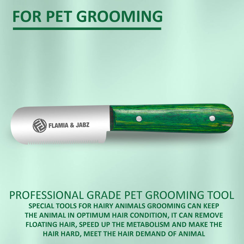FJ Professional Stripping Knife, Right handed, 3 inch blade (Stainless Steel) (Fine, Green) Fine - PawsPlanet Australia