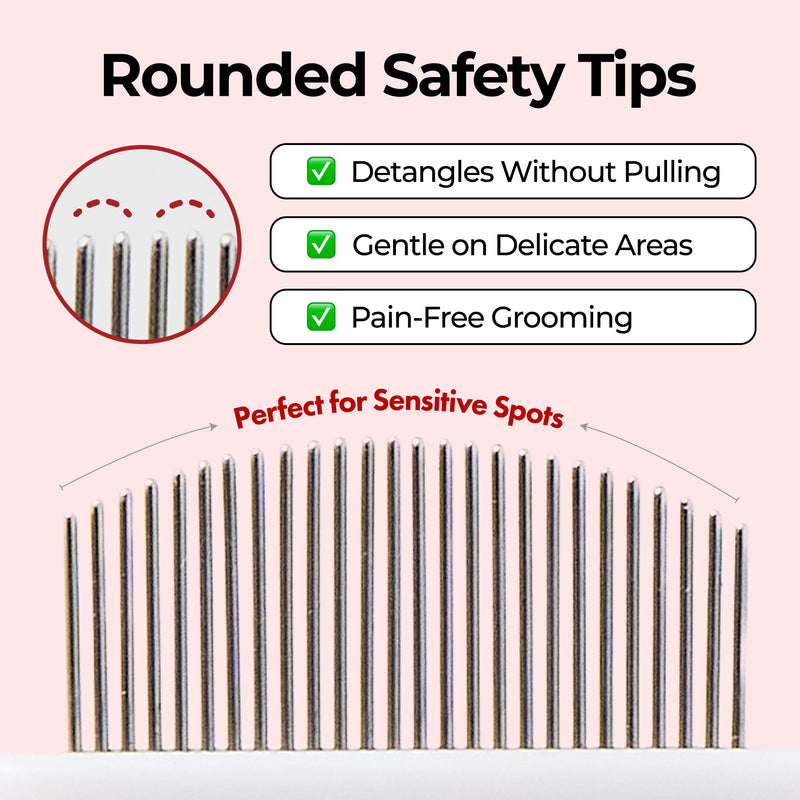 JAYU PET Facial Grooming Comb - Dog Eye Combs, Stress-free Tear Stain Remover for Dogs & Cats, Pet Facial Brush, Cat Grooming Kit, Stainless Steel Deshedding Comb (2ea) 2ea - PawsPlanet Australia